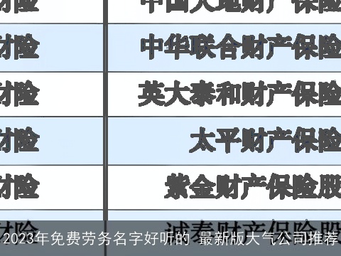 2023年免费劳务名字好听的 最新版大气公司推荐