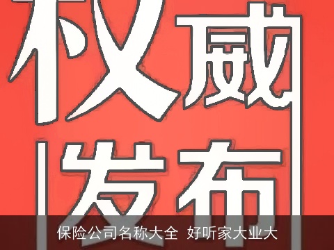 保险公司名称大全 好听家大业大