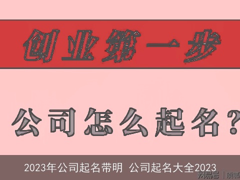 2023年公司起名带明 公司起名大全2023