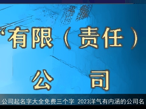 公司起名字大全免费三个字 2023洋气有内涵的公司名