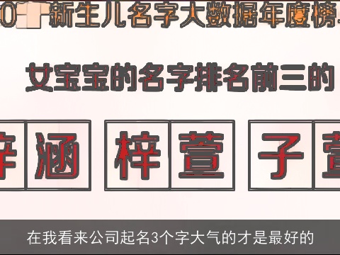 在我看来公司起名3个字大气的才是最好的
