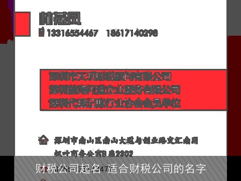 财税公司起名 适合财税公司的名字