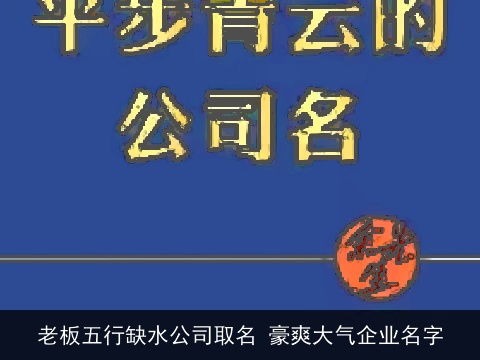 老板五行缺水公司取名 豪爽大气企业名字