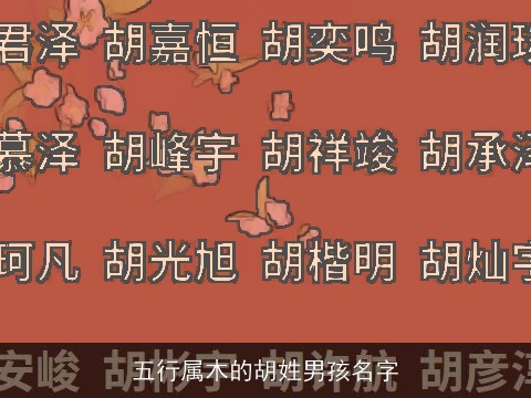 五行属木的胡姓男孩名字