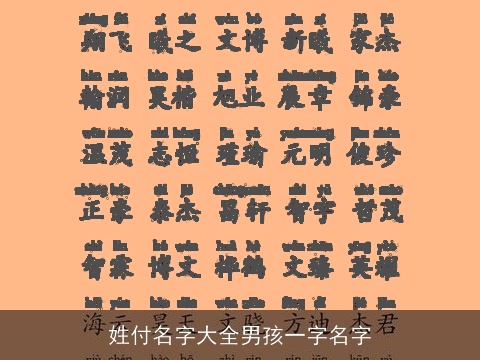 姓付名字大全男孩一字名字