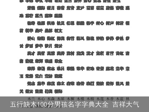五行缺木100分男孩名字字典大全 吉祥大气
