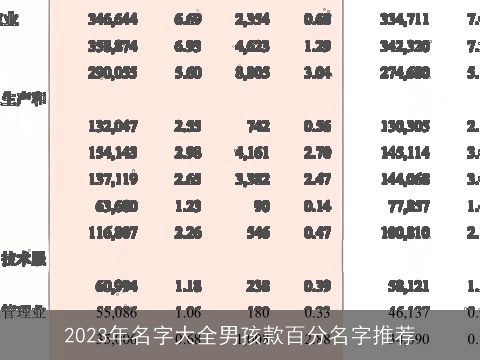 2023年名字大全男孩款百分名字推荐