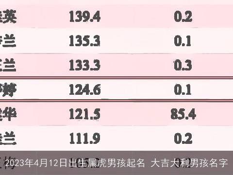 2023年4月12日出生属虎男孩起名 大吉大利男孩名字