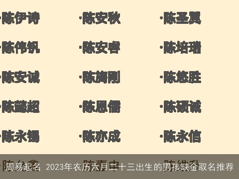 周易起名 2023年农历六月二十三出生的男孩缺金取名推荐