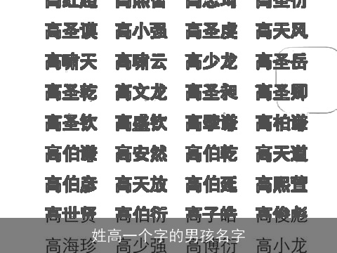 姓高一个字的男孩名字
