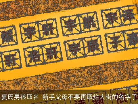 夏氏男孩取名 新手父母不要再取烂大街的名字了