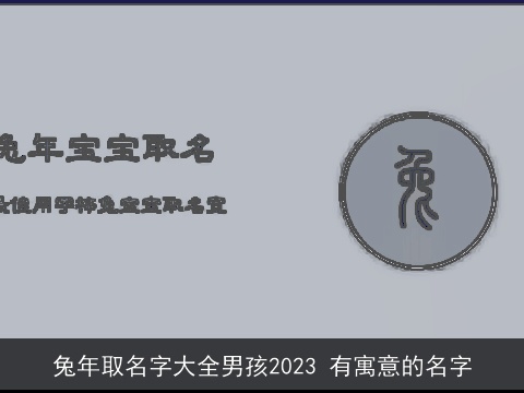龙年取名字大全男孩2023 有寓意的名字