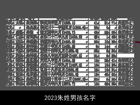 2023朱姓男孩名字