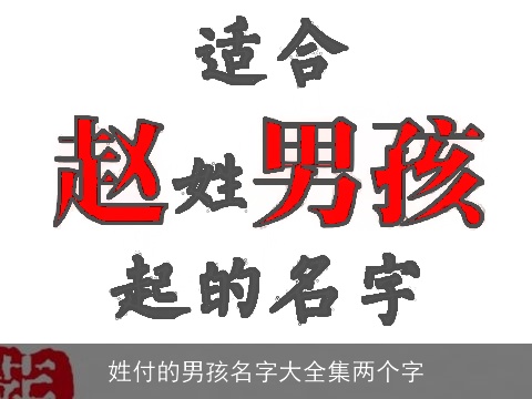 姓付的男孩名字大全集两个字