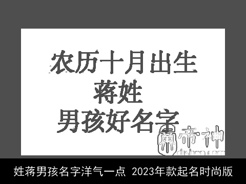 姓蒋男孩名字洋气一点 2023年款起名时尚版