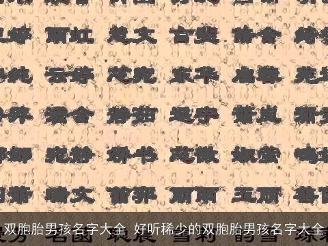 双胞胎男孩名字大全 好听稀少的双胞胎男孩名字大全