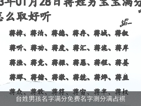 台姓男孩名字满分免费名字测分满占祺
