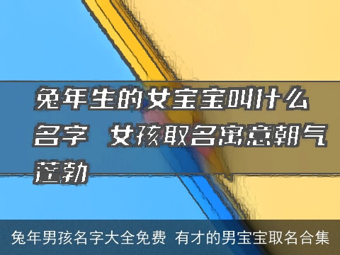 兔年男孩名字大全免费 有才的男宝宝取名合集