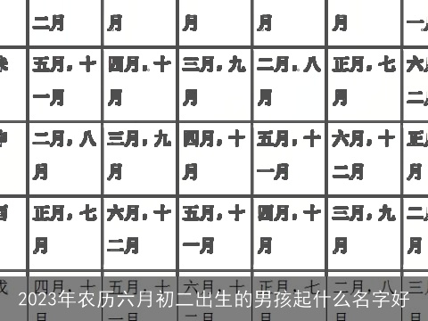 2023年农历六月初二出生的男孩起什么名字好