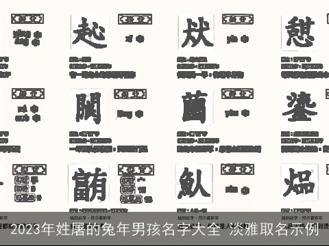 2023年姓屠的兔年男孩名字大全 淡雅取名示例