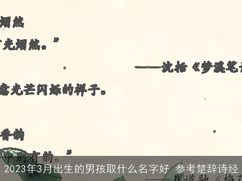 2023年3月出生的男孩取什么名字好 参考楚辞诗经