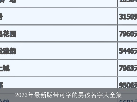 2023年最新版带可字的男孩名字大全集