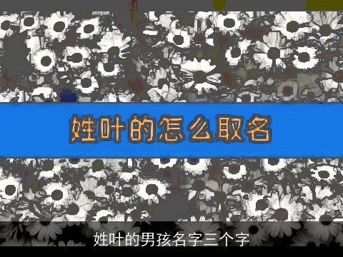 姓叶的男孩名字三个字