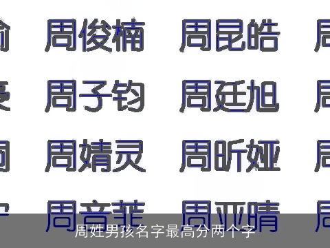周姓男孩名字最高分两个字