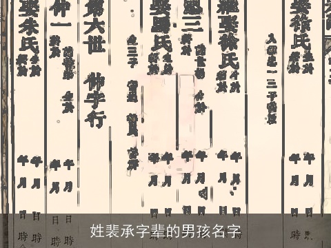 姓裴承字辈的男孩名字