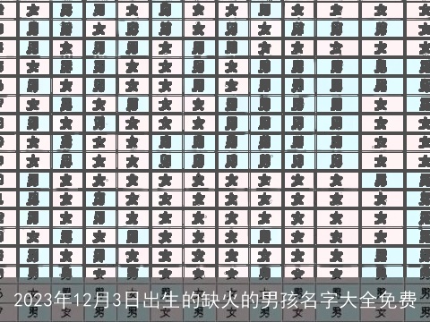 2023年12月3日出生的缺火的男孩名字大全免费