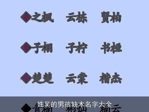 姓吴的男孩缺木名字大全