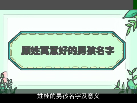 姓桂的男孩名字及意义