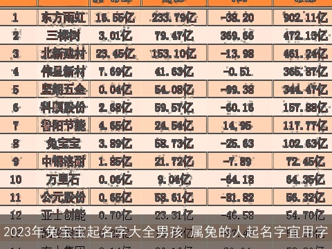 2023年兔宝宝起名字大全男孩 属兔的人起名字宜用字