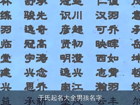 于氏起名大全男孩名字