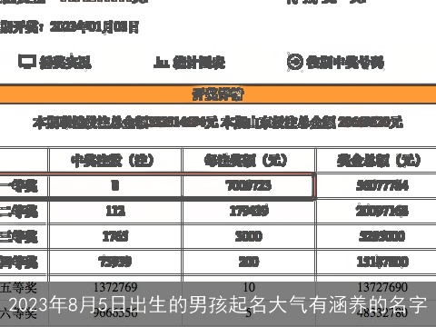 2023年8月5日出生的男孩起名大气有涵养的名字