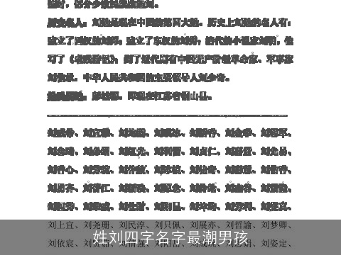姓刘四字名字最潮男孩
