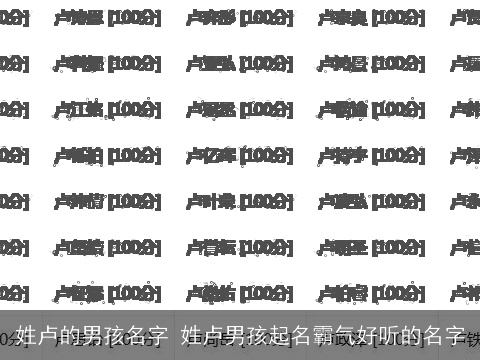 姓卢的男孩名字 姓卢男孩起名霸气好听的名字