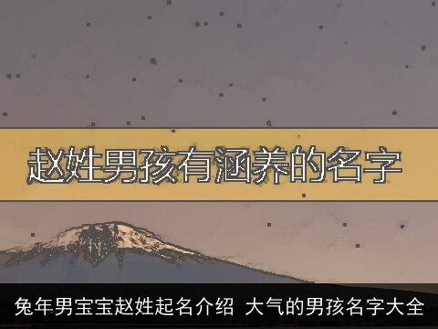 兔年男宝宝赵姓起名介绍 大气的男孩名字大全