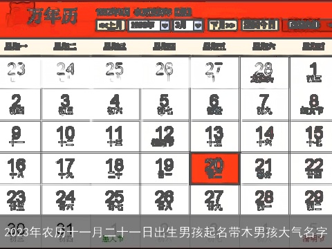 2023年农历十一月二十一日出生男孩起名带木男孩大气名字