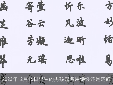 2023年12月16日出生的男孩起名用诗经还是楚辞