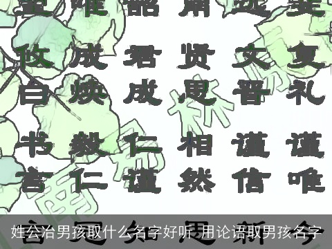 姓公冶男孩取什么名字好听 用论语取男孩名字