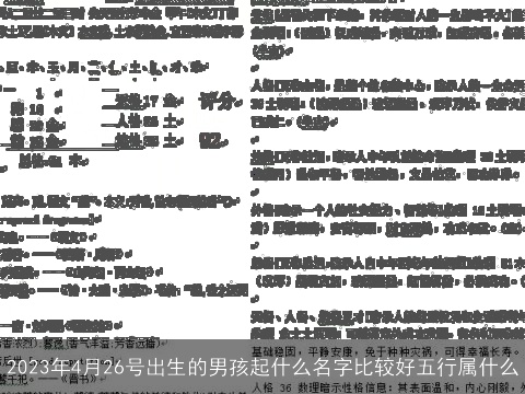 2023年4月26号出生的男孩起什么名字比较好五行属什么