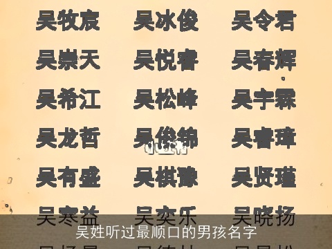 吴姓听过最顺口的男孩名字