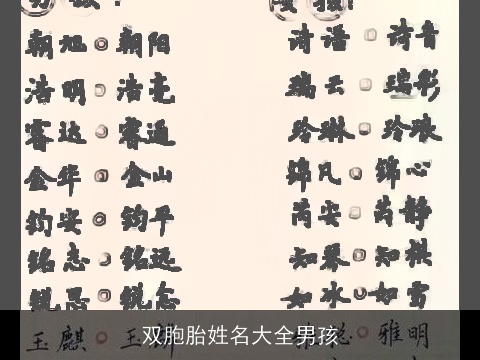 双胞胎姓名大全男孩
