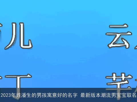 2023年姓潘生的男孩寓意好的名字 最新版本潮流男宝宝取名