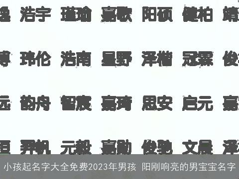 小孩起名字大全免费2023年男孩 阳刚响亮的男宝宝名字