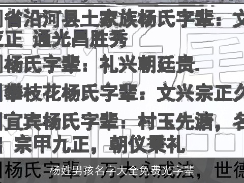 杨姓男孩名字大全免费光字辈