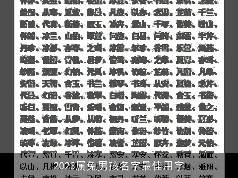2023属兔男孩名字最佳用字