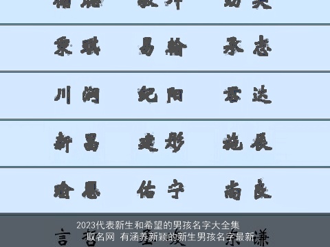 2023代表新生和希望的男孩名字大全集  取名网 有涵养新颖的新生男孩名字最新