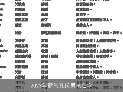 2023年霸气孔氏男孩名字